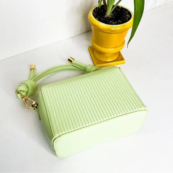 Vegan Leather Pastel Green Stylish Knot-Handle Mini Bag - Picture 4 of 6